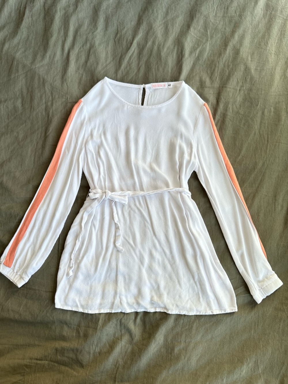 Буду Мамой White Maternity Tunic Top With Belt, women’s M